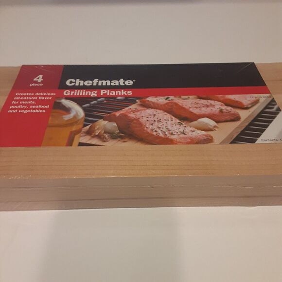 Chefmate Cedar Grilling Planks 4pc New BBQ - Picture 3 of 6